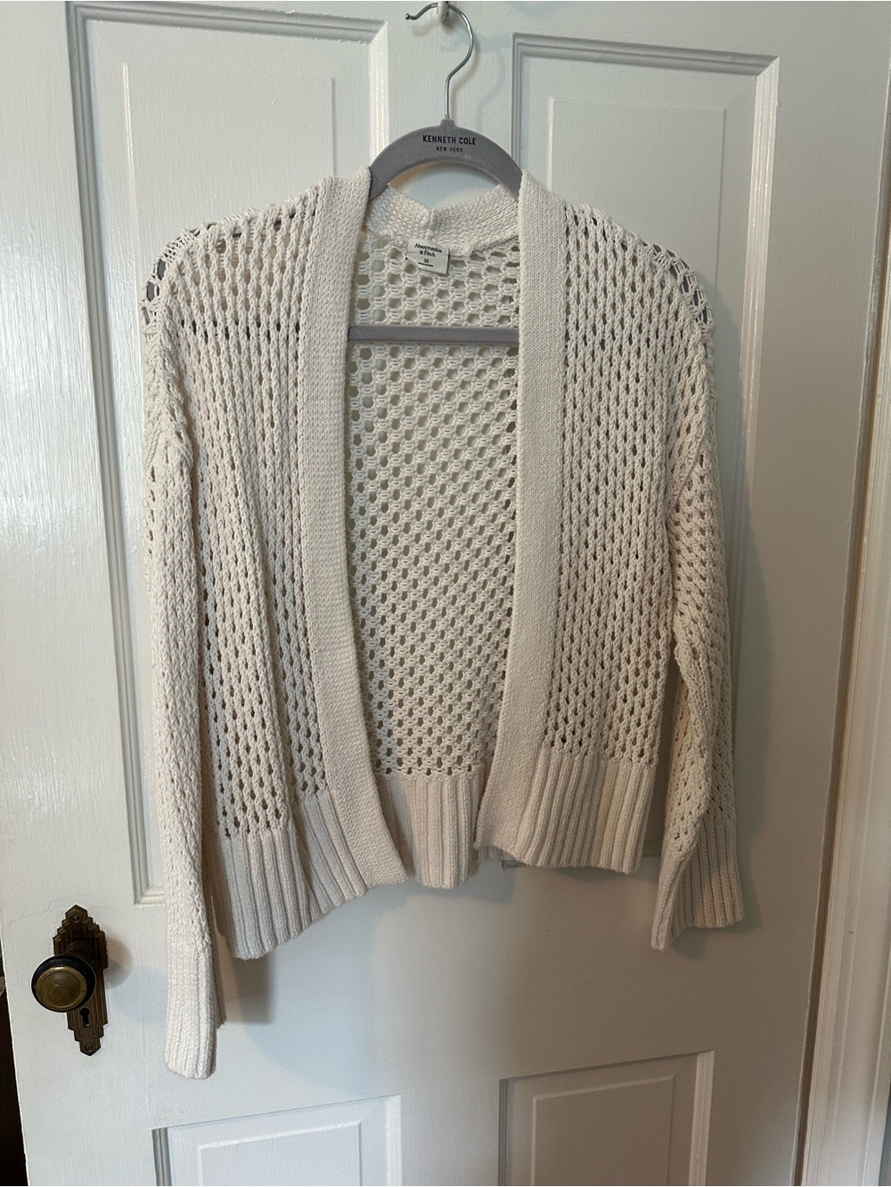 Abercrombie & Fitch Cream Open-Weave Cardigan